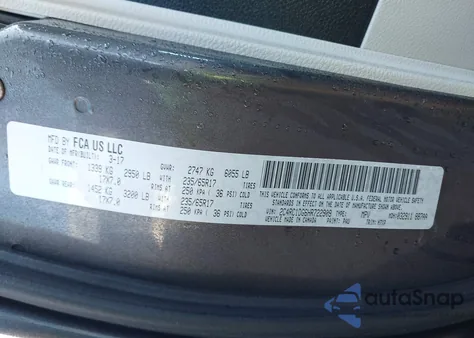 2017 Chrysler Pacifica Touring z USA, uszkodzony, nr VIN 2C4RC1DG6HR722909